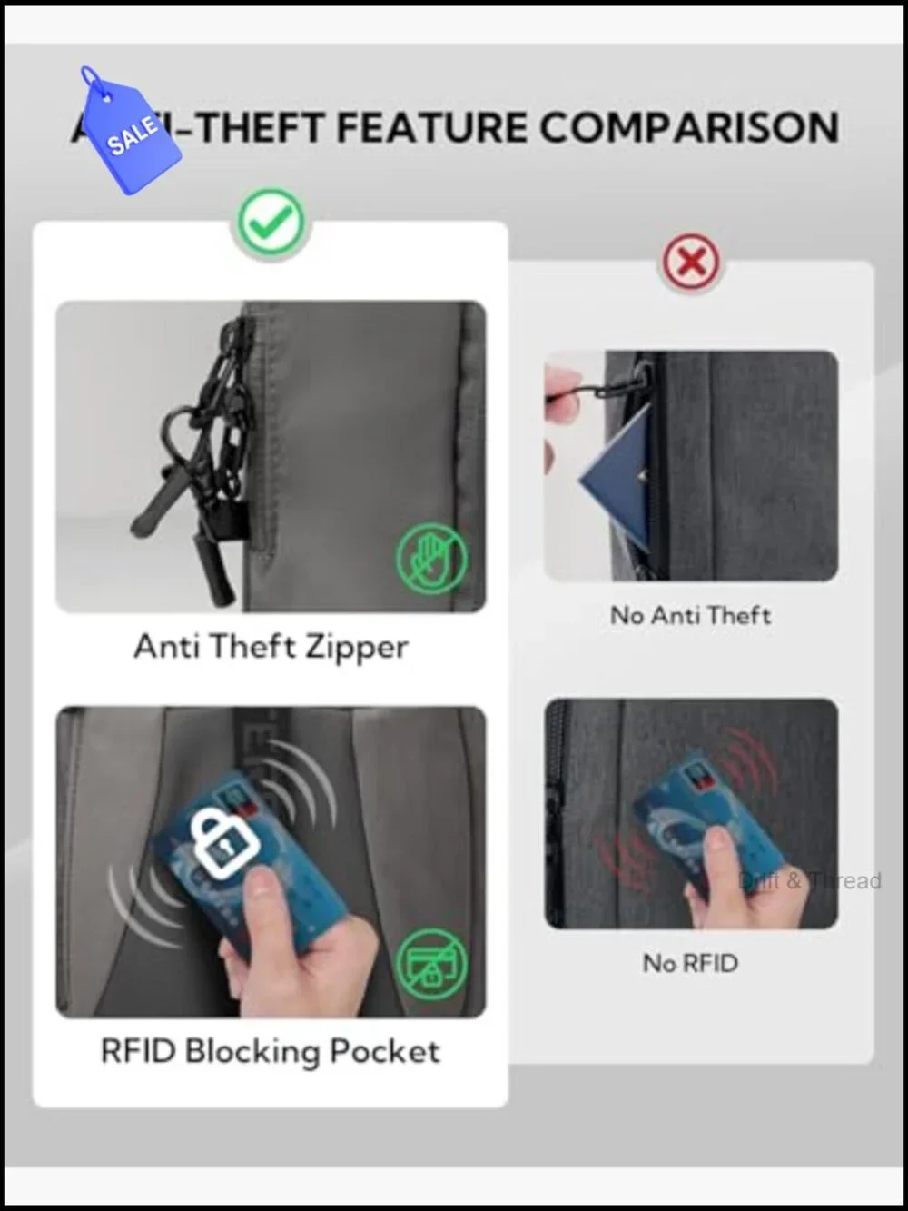 Small Crossbody Sling Backpack RFID Blocking Anti Theft Travel Daypack